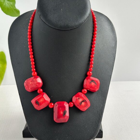 Bamboo Coral Necklace Red Beads - Picture 13 of 13